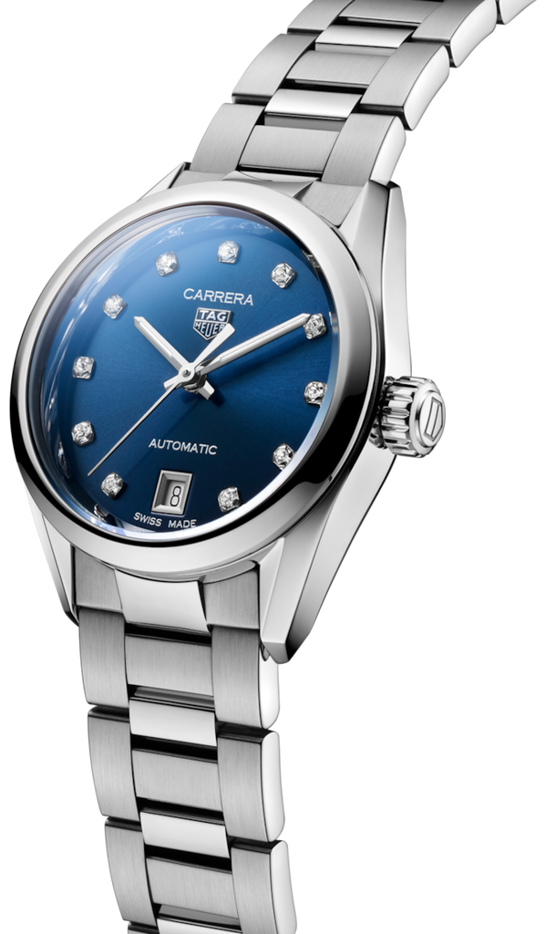 Tag Heuer Carrera Diamonds Blue Dial Silver Steel Strap Watch for Women - WBN2413.BA0621