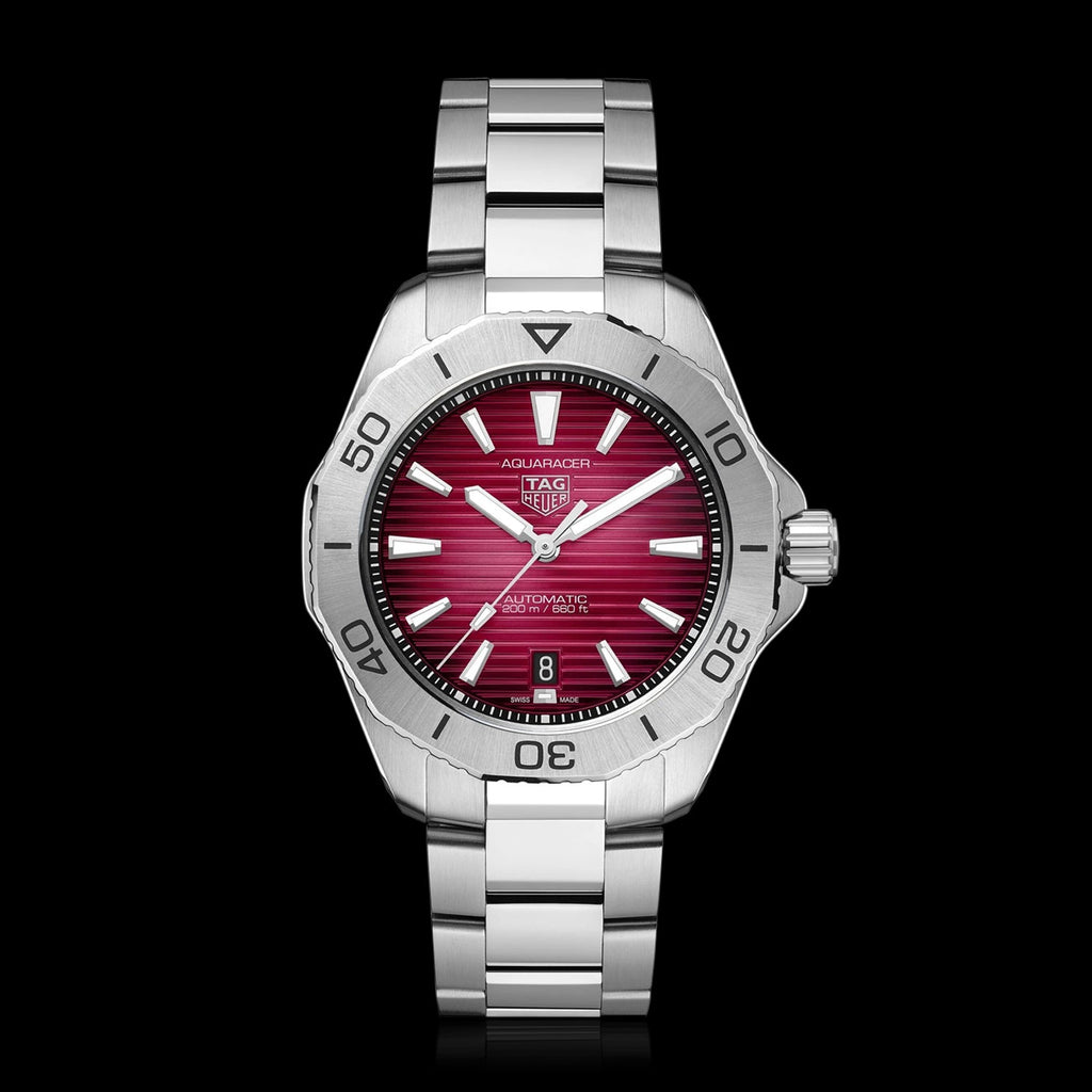 Tag Heuer Aquaracer Professional 200 Automatic Red Dial Silver Steel Strap Watch for Men - WBP2114.BA0627