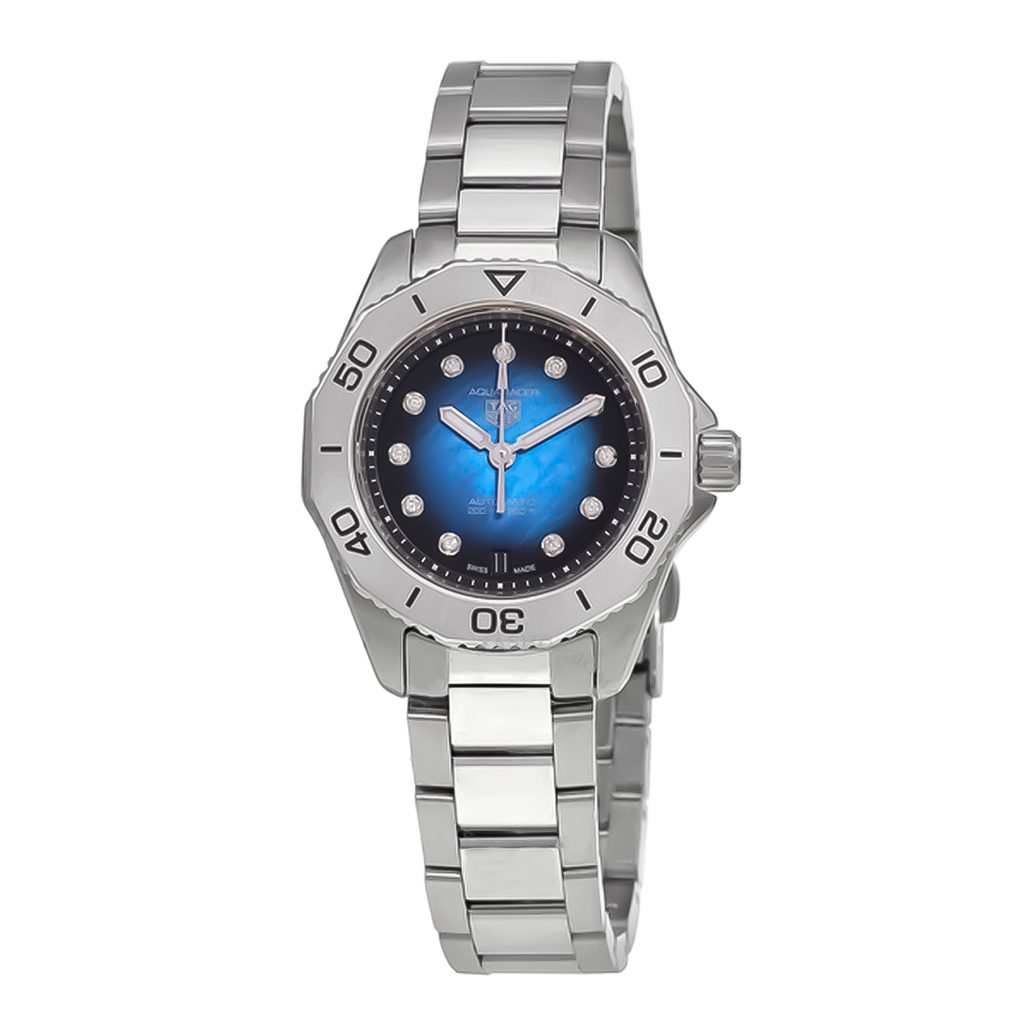 Tag Heuer Aquaracer Professional 200 Automatic Diamond Blue Dial Silver Steel Strap Watch for Women - WBP2411.BA0622