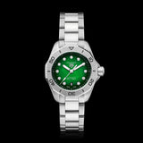 Tag Heuer Aquaracer Professional 200 Automatic Diamond Green Dial Silver Steel Strap Watch for Women - WBP2415.BA0622