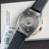 Emporio Armani Claudio Chronograph Silver Dial Black Leather Strap Watch For Men - AR11498