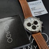 Movado Heritage Calendoplan Chronograph White Dial Brown Leather Strap Watch for Men - 3650008