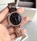 Mhichael Kors Darci Black Dial Rose Gold Steel Strap Watch for Women - MK3402