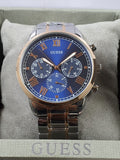 Guess Hendrix Chronograph Blue Dial Two Tone Steel Strap Watch for Men - W1309G4