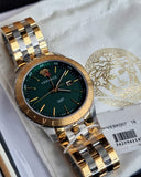 Versace Univers Quartz Green Dial Two Tone Steel Strap Watch for Men - VEBK00718