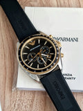 Emporio Armani Sigma Chronograph lack Dial Black Rubber Strap Watch For Men - AR80003