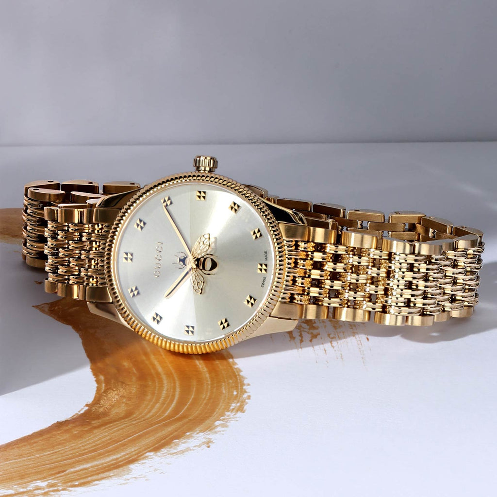 Gucci G Timeless Mother of Pearl Dial Gold Steel Strap Watch For Women - YA1265021