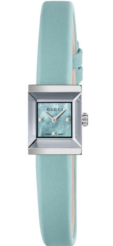 Gucci G-Frame Pastel Blue Mother of Pearl Dial Blue Leather  display picture 2