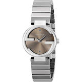 Gucci Interlocking G Brown Dial Silver Steel Strap Watch For Women - YA133506