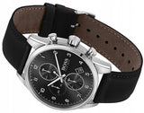 Hugo Boss Skymaster Black Dial Black Leather Strap Watch for Men - 1513782