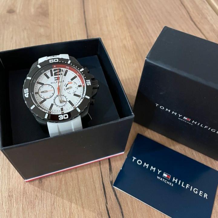 Tommy Hilfiger Nolan Multi Function White Dial White Rubber Strap Watch for Men - 1791146