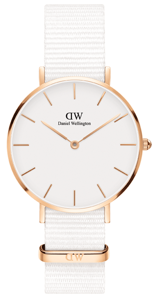 Daniel Wellington Classic Petite Dover White Dial White Nylon Strap Watch For Women - DW00100311