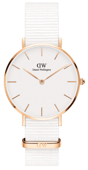 Daniel Wellington Classic Petite Dover White Dial White Nylon Strap Watch For Women - DW00100311
