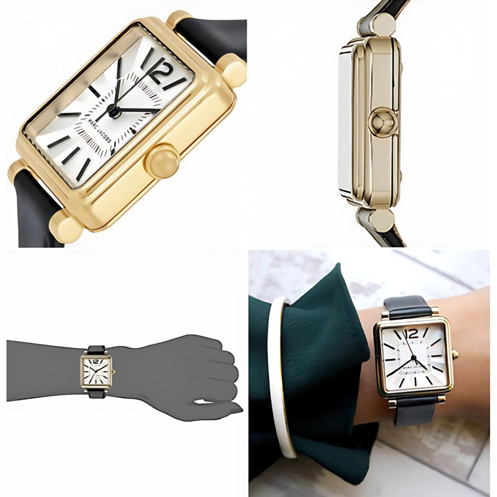 Marc Jacobs Vic Silver Dial Black Leather Strap Watch for Women - MJ1437