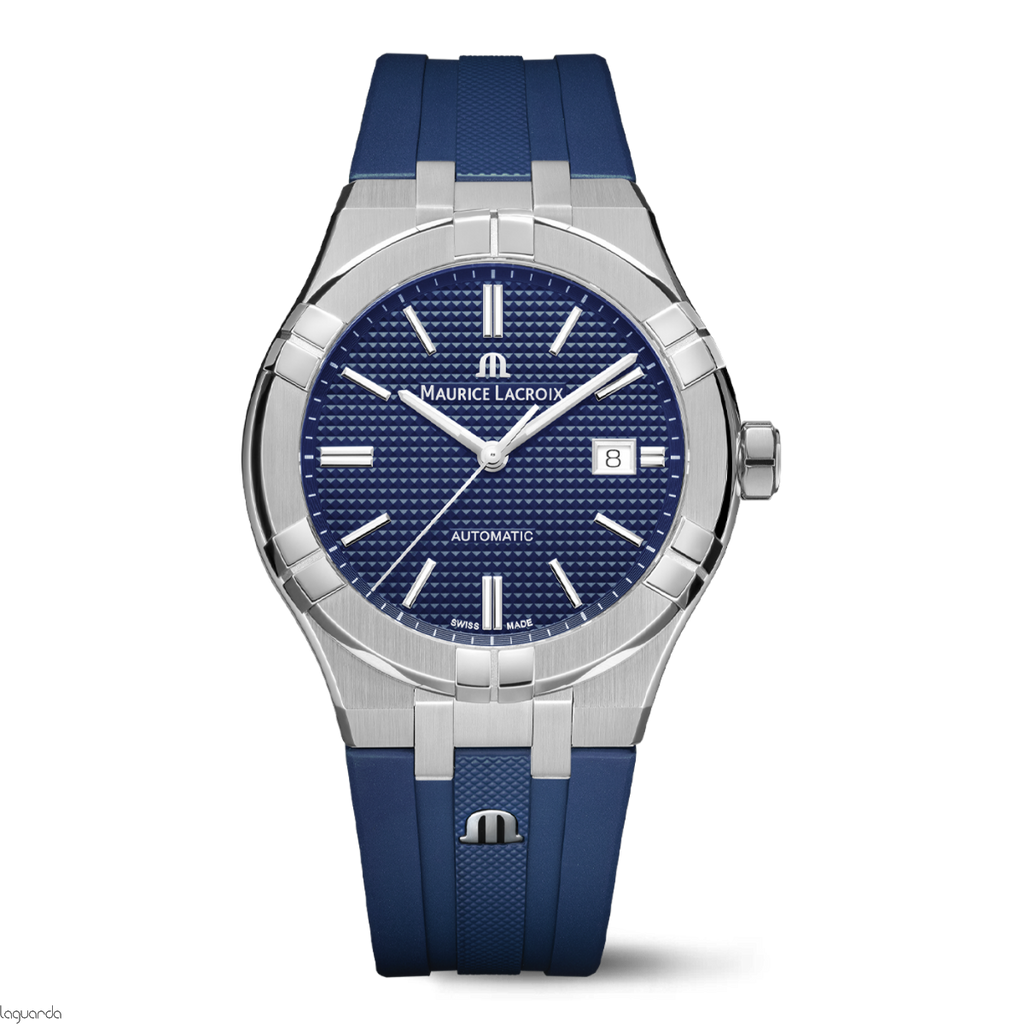 Maurice Lacroix Aikon Automatic Date Blue Dial Blue Silicone Strap Watch For Men - AI6008-SS000-430-4