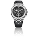 Maurice Lacroix Aikon Chronograph Black Dial Black Leather Strap Watch for Men - AI1018-SS001-330-1