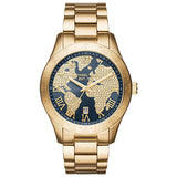 Michael Kors Layton Pave Blue Dial Gold Steel Strap Watch for Women - MK6243