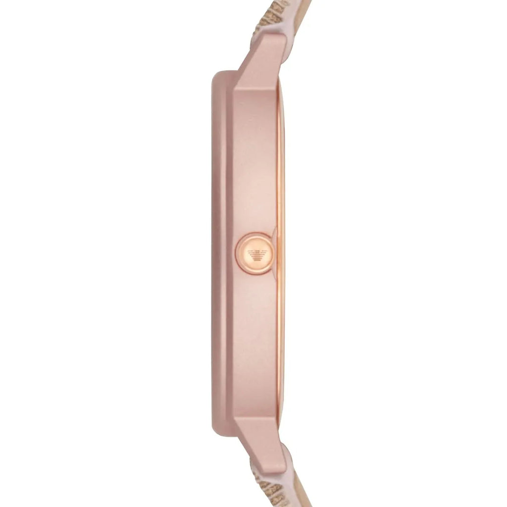 Emporio Armani Kappa Quartz Rose Gold Dial Pink Leather Strap Watch For Women - AR11010