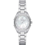 Emporio Armani Valeria Quartz Mother of Pearl Dial Silver Steel Strap Watch For Women - AR11030