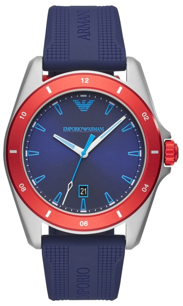 Emporio Armani Sigma Quartz Blue Dial Blue Silicone Strap Watch For Men - AR11217