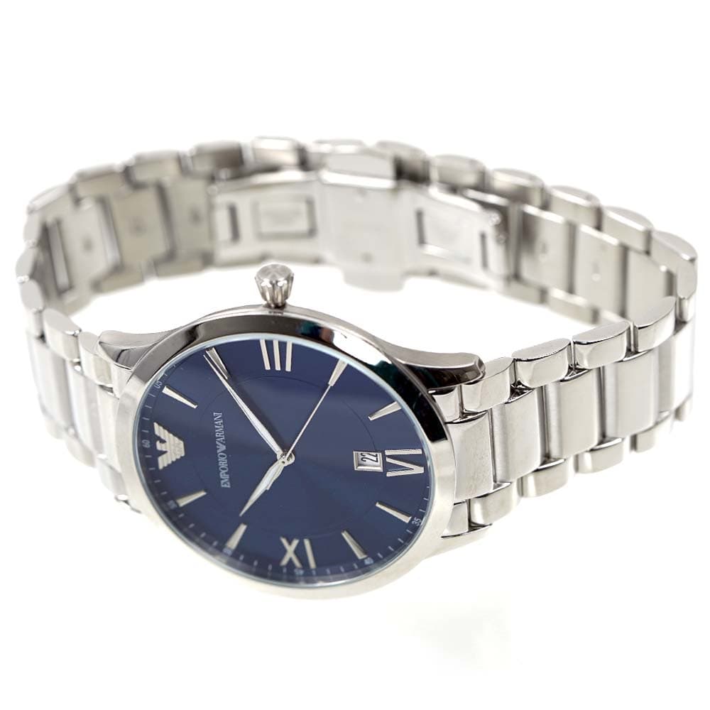 Emporio Armani Giovanni Quartz Blue Dial Silver Steel Strap Watch For Men - AR11227
