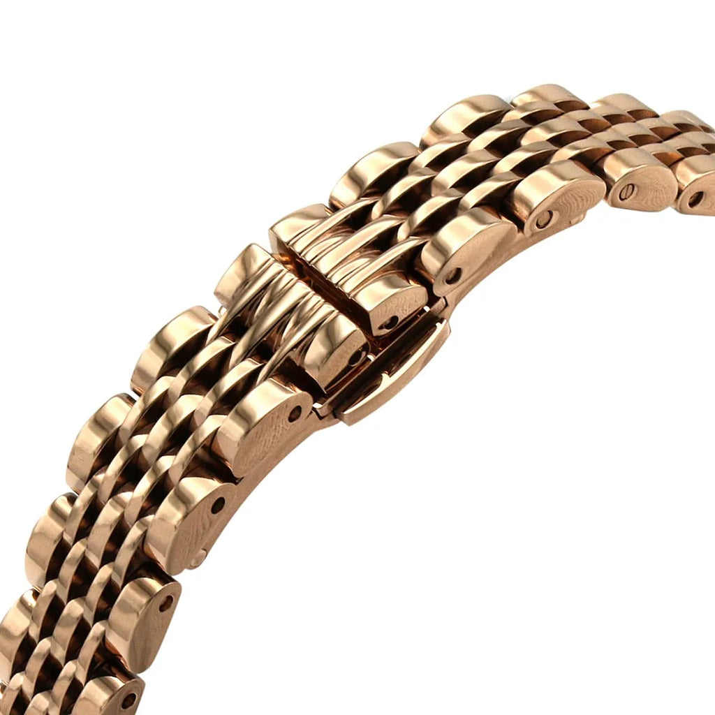 Emporio Armani Gianni T-Bar Mother of Pearl Dial Rose Gold Steel Strap Watch For Women - AR11316