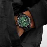 Emporio Armani Mario Chronograph Green Dial Black Steel Strap Watch For Men - AR11472