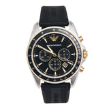 Emporio Armani Sigma Chronograph lack Dial Black Rubber Strap Watch For Men - AR80003