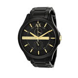 Armani Exchange Hampton Chronograph Black Dial Black Steel Strap Watch For Men - AX2121