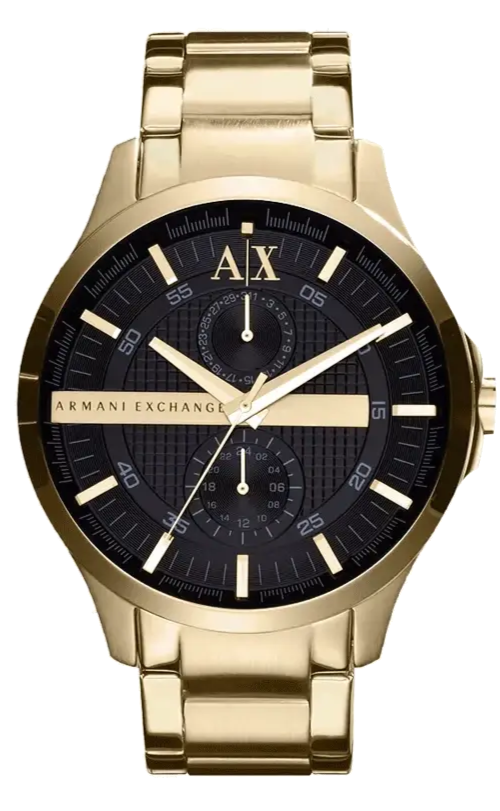 Armani Exchange Hampton Chronograph Black Dial Gold Steel Strap Watch For Men - AX2122