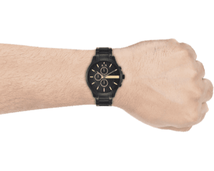 Armani Exchange Hampton Chronograph Black Dial Black Steel Strap Watch For Men - AX2164