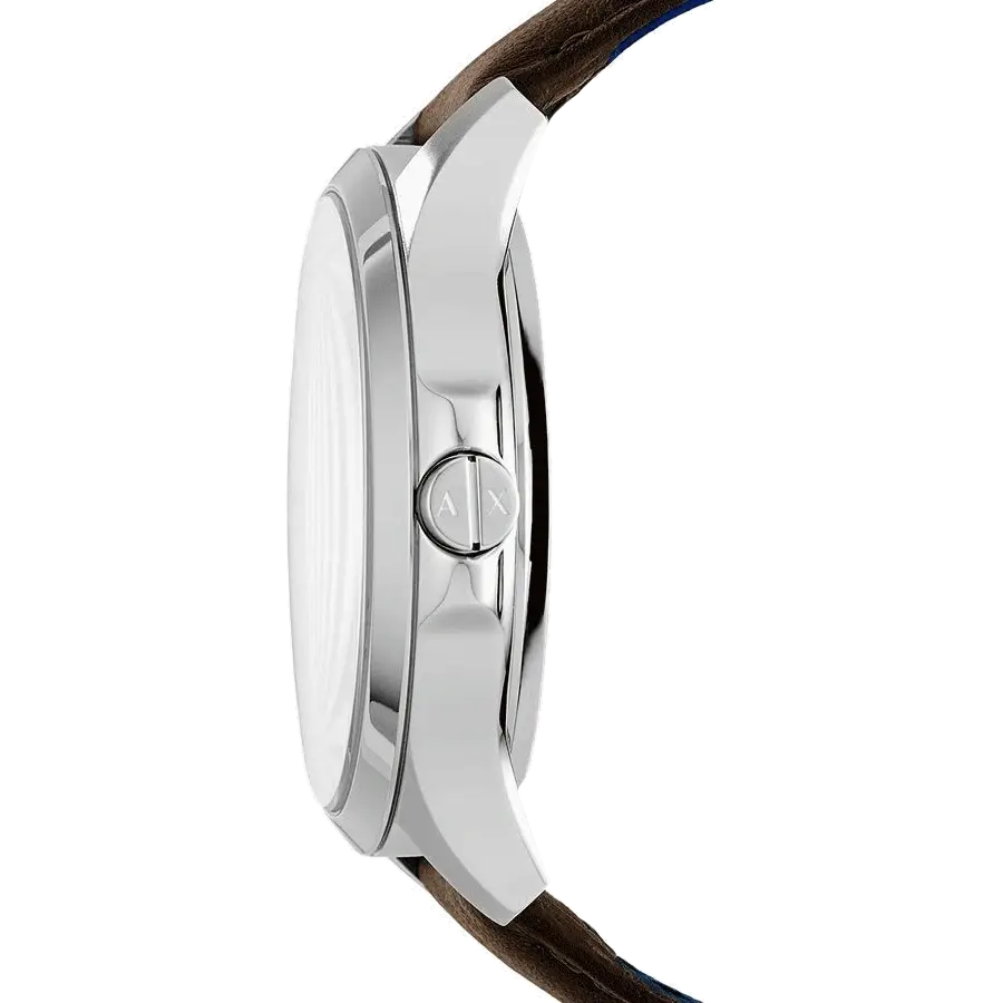 Armani Exchange Hampton Chronograph White Dial Brown Leather Strap Watch For Men - AX2187