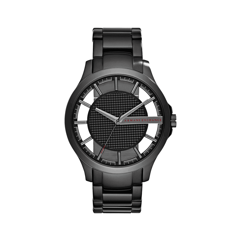 Armani Exchange Hampton Chronograph Black Dial Black Steel Strap Watch For Men - AX2189