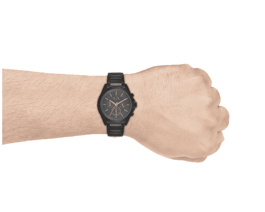 Armani Exchange Drexler Chronograph Black Dial Black Steel Strap Watch For Men - AX2601