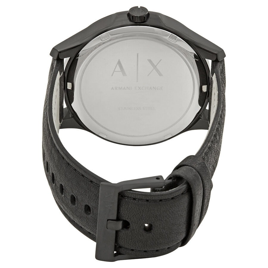 Armani Exchange Hampton Chronograph Black Dial Black Leather Strap Watch For Men - AX2400
