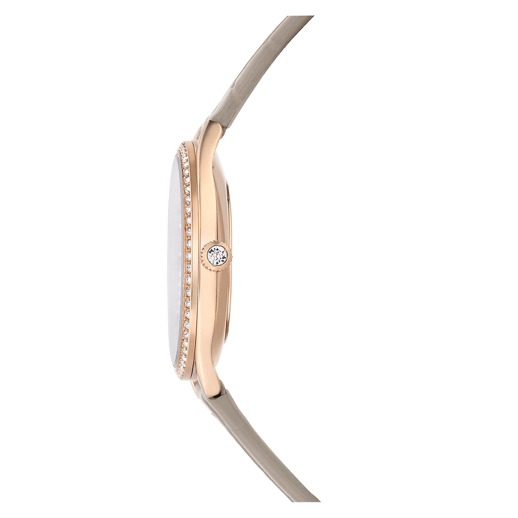 Swarovski Attract Clover Crystals Silver Dial Grey Leather Strap Watch for Women - 5653350