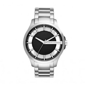 Armani Exchange Hampton Chronograph Black Dial Silver Steel Strap Watch For Men - AX2179