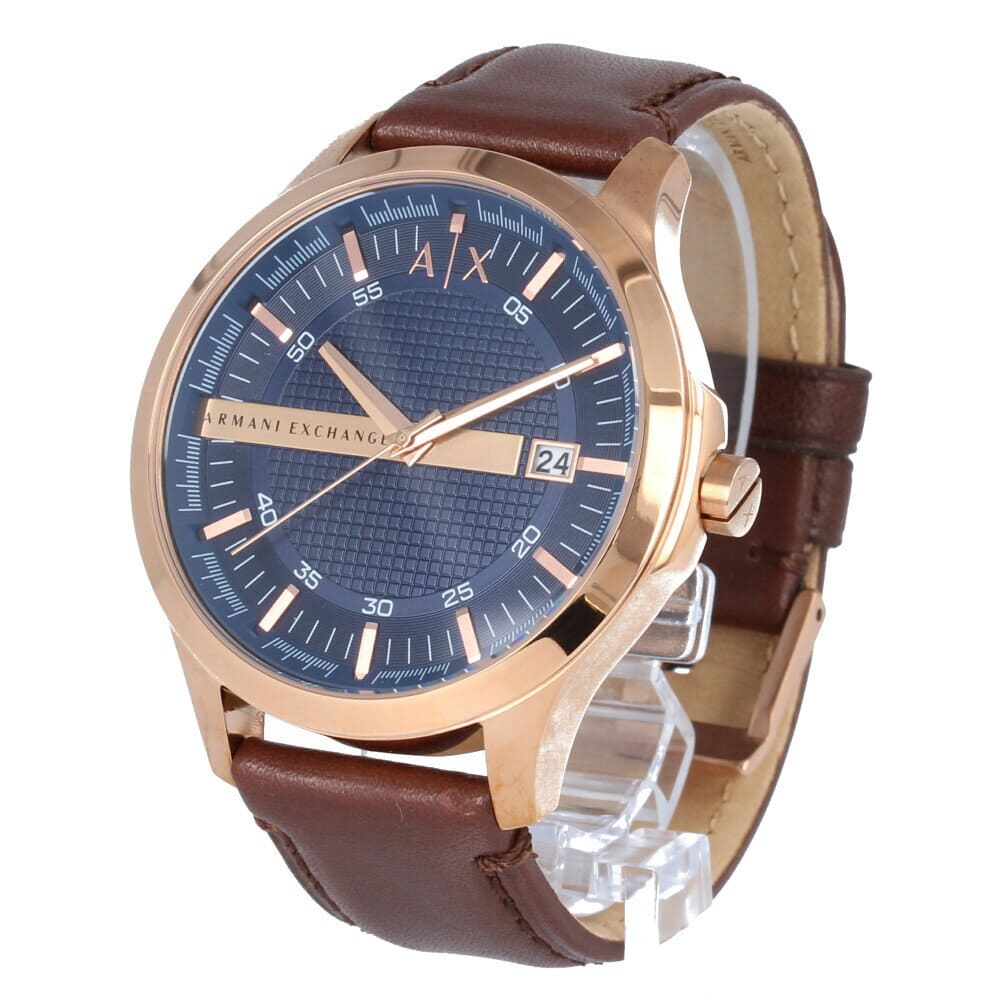 Armani Exchange Hampton Chronograph Blue Dial Brown Leather Strap Watch For Men - AX2172