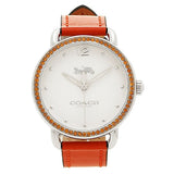 Coach Delancey White Dial Orange Leather Strap Watch for Women - 14502880