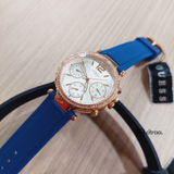 Guess Solstice Diamonds Silver Dial Blue Rubber Strap Watch for Women - GW0113L3