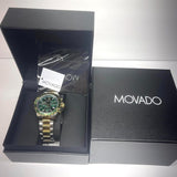 Movado Series 800 Chronograph Green Dial Two Tone Steel Strap Watch For Men - 2600148