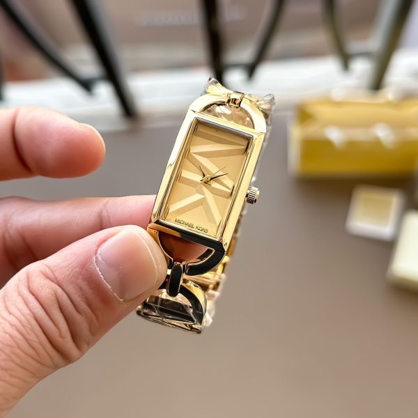 Michael Kors Empire Three Hand Gold Dial Gold Steel Strap Watch For Women - MK7406