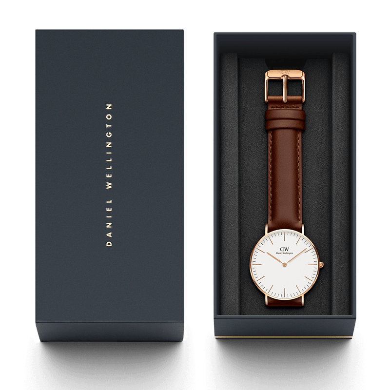 Daniel Wellington Classic St. Mawes White Dial Brown Leather Strap Watch for Men - DW00100035