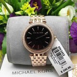 Mhichael Kors Darci Black Dial Rose Gold Steel Strap Watch for Women - MK3402