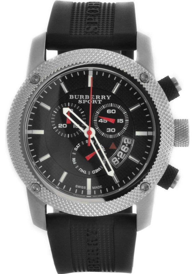 Burberry Endurance Sport Chronograph Black Dial Black Rubber Strap Wat