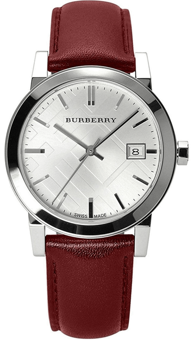 New Burberry BU9129 Silver Dial Red Leather Women\'s Watch Burberry BU9129 White Silver Dial Red Leather Women main image 2