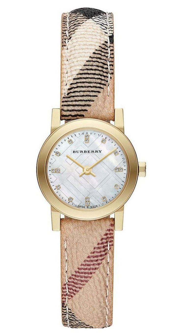 BURBERRY 時計 Burberry The City Diamonds Mother of Pearl Dial Brown Leather Strap Wa