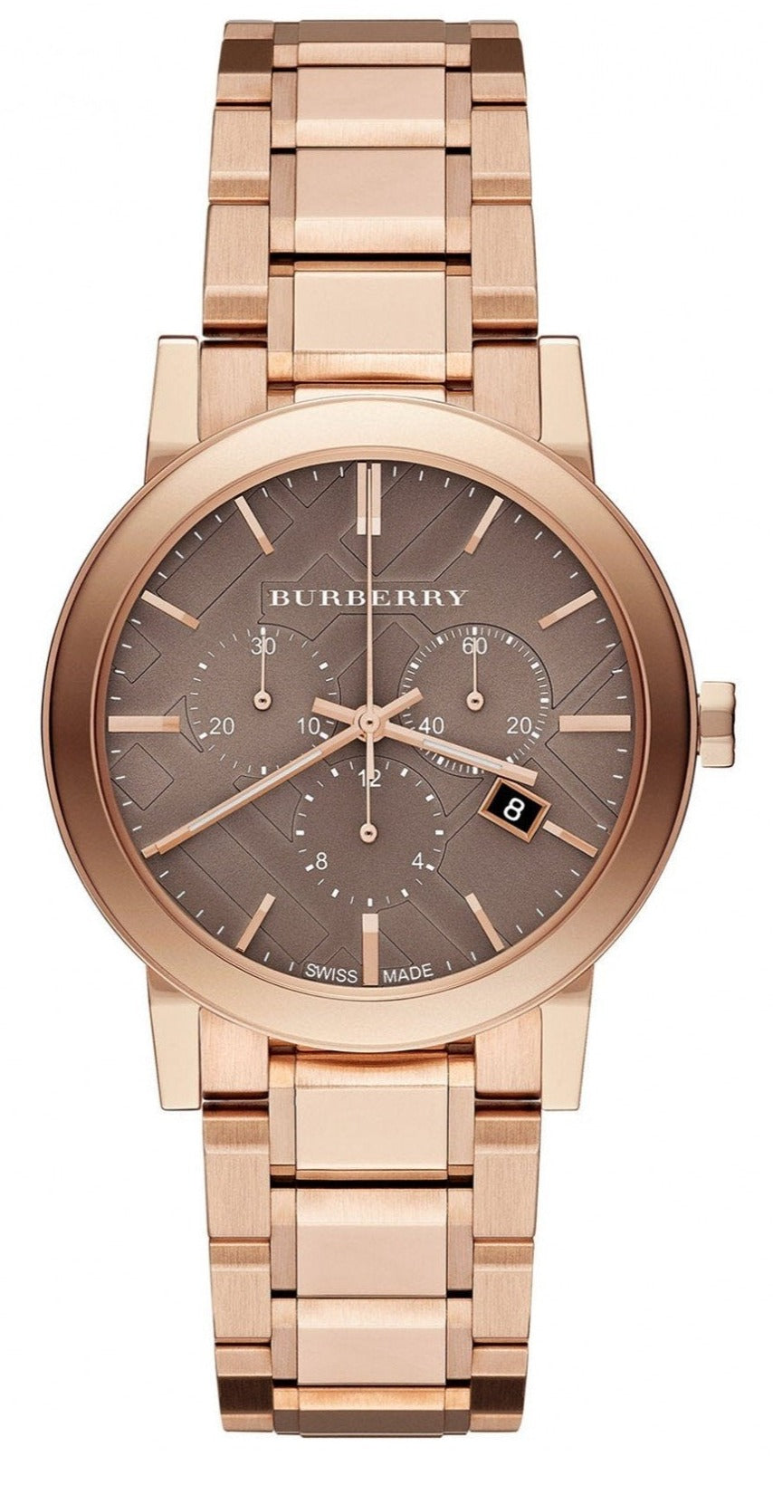 Burberry The City Grey Dial Rose Gold Steel Strap Unisex Watch - BU975