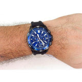 Fossil Garrett Chronograph Blue Dial Black Rubber Strap Watch for Men - FS5695