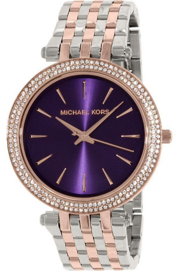 Michael Kors Darci Purple Dial Two Tone Steel Strap Watch for Women - MK3353